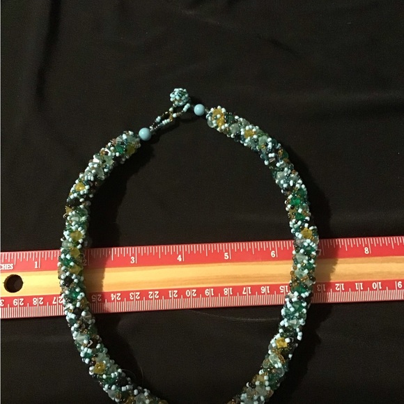 Beautiful beaded necklace, assorted colors, mainly turquoise and blues. - Picture 5 of 5